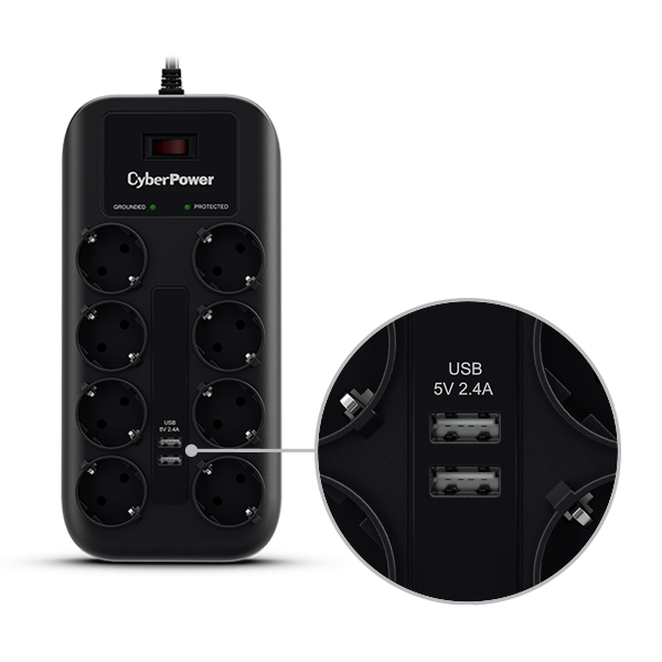 CyberPower produžni kabl sa prenap. zaštitom 8xŠuko, 2xUSB