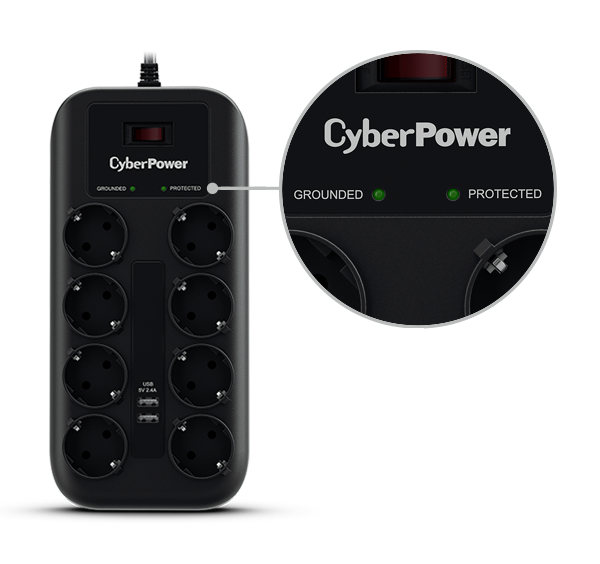 CyberPower produžni kabl sa prenap. zaštitom 8xŠuko, 2xUSB