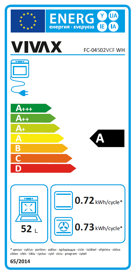 VIVAX HOME električni šporet s/k FC-04502VCF WH