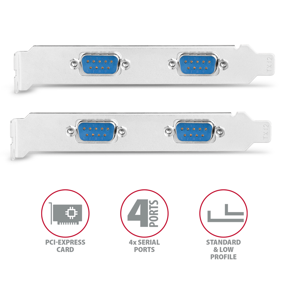 Kontroler PCI-Express --> 4 x Serial port + LP,  AXAGON