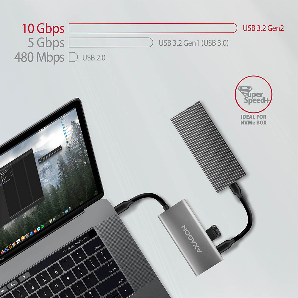 USB HUB USB-C --> 2xUSB-3.2 + 2xUSB-C, do 10Gbps AXAGON