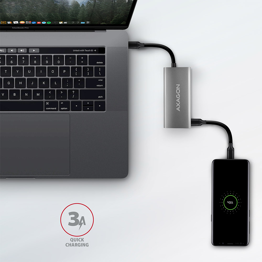 USB HUB USB-C --> 2xUSB-3.2 + 2xUSB-C, do 10Gbps AXAGON