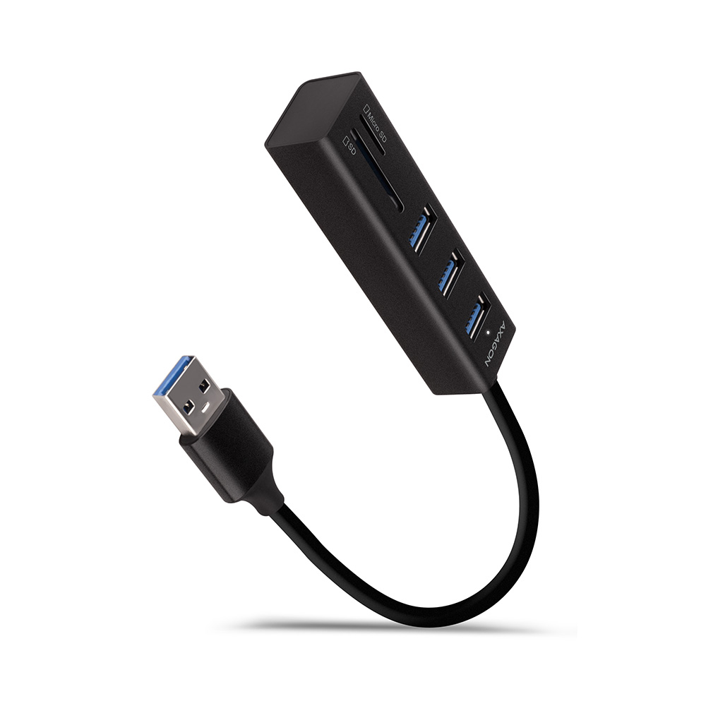 USB HUB 3x USB-A + SD/microSD, 20cm, HMA-CR3A, AXA
