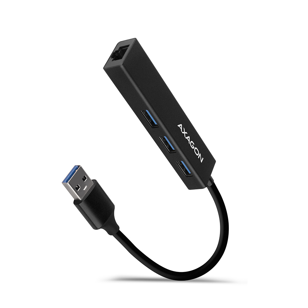 USB HUB USB-3.2 --> 3xUSB-3.2 + Gigabit LAN, 20cm, AXAGON