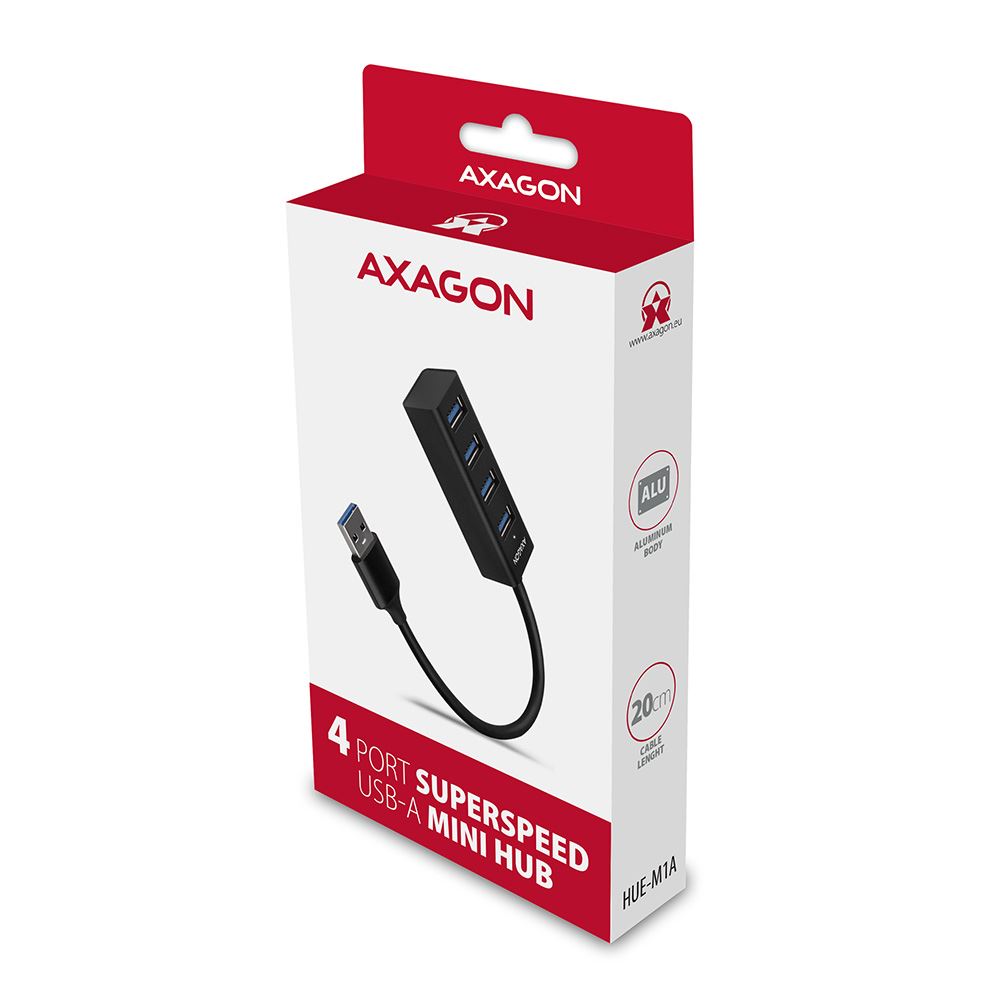 USB HUB Mini 4xUSB3.2, USB-A cable, 20cm, HUE-M1A, AXAGON