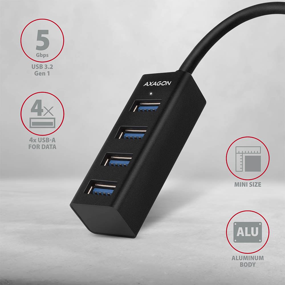 USB HUB Mini 4xUSB3.2, USB-C cable, 20cm, HUE-M1C, AXA