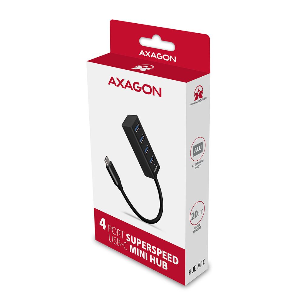 USB HUB Mini 4xUSB3.2, USB-C cable, 20cm, HUE-M1C, AXA