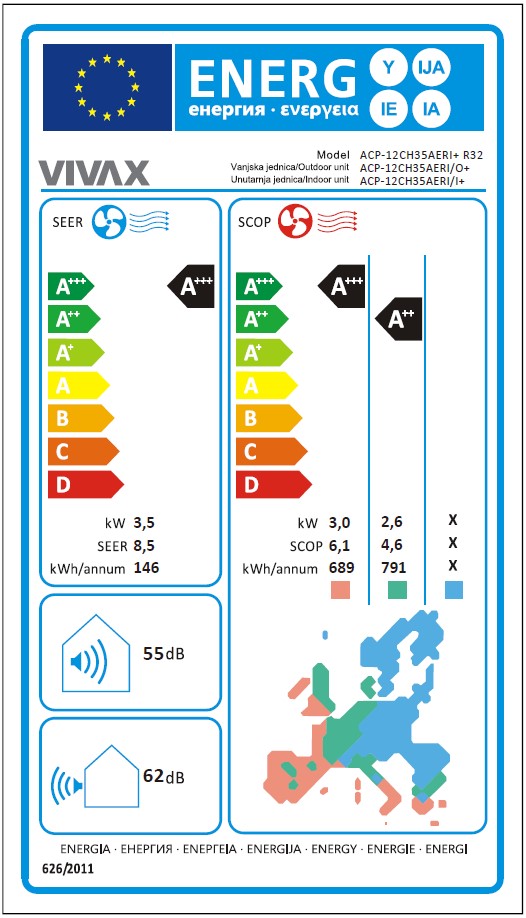 VIVAX COOL, klima uređaji, ACP-12CH35AERI/I+