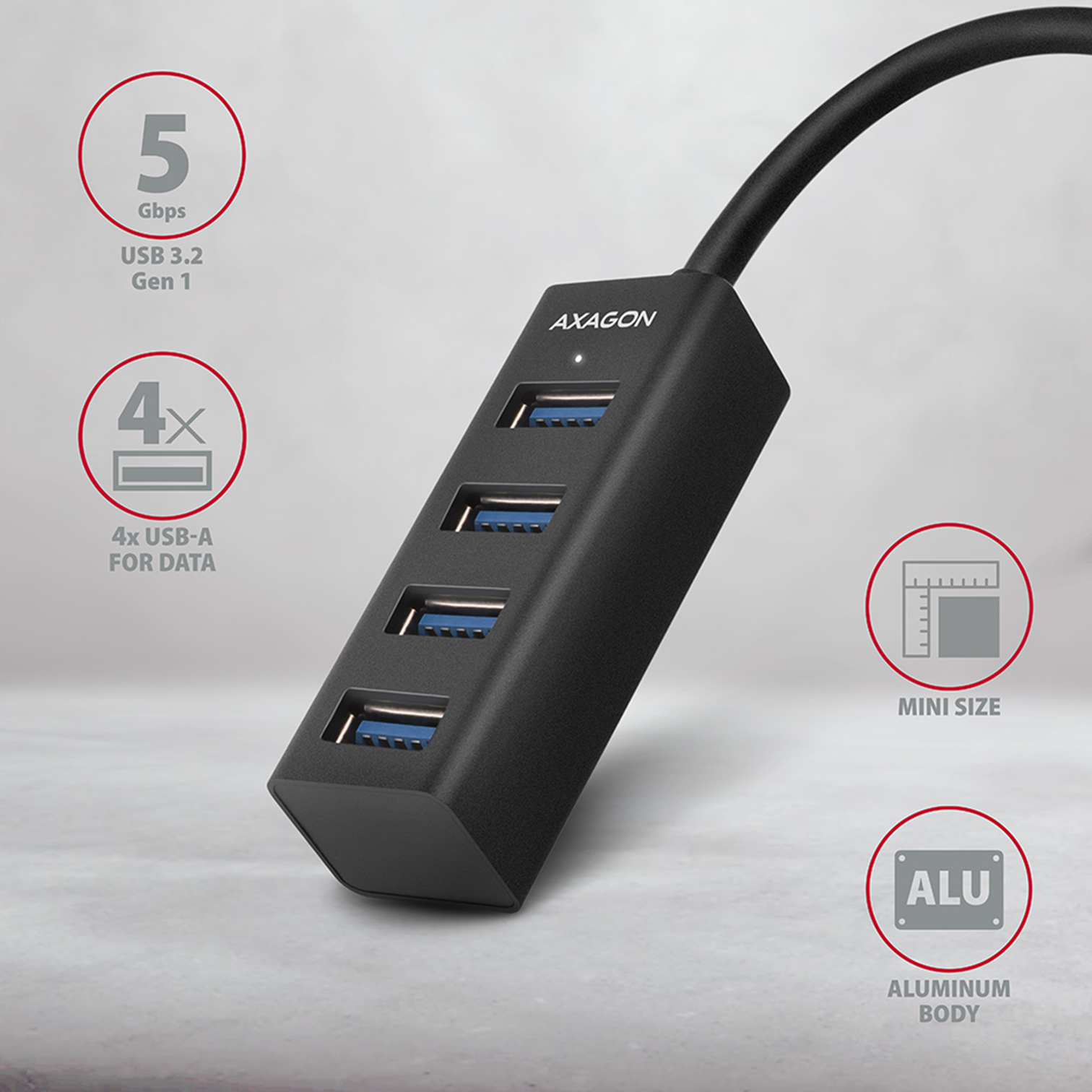 USB HUB Mini SS 4xUSB3.2, HUE-M1C, AXA