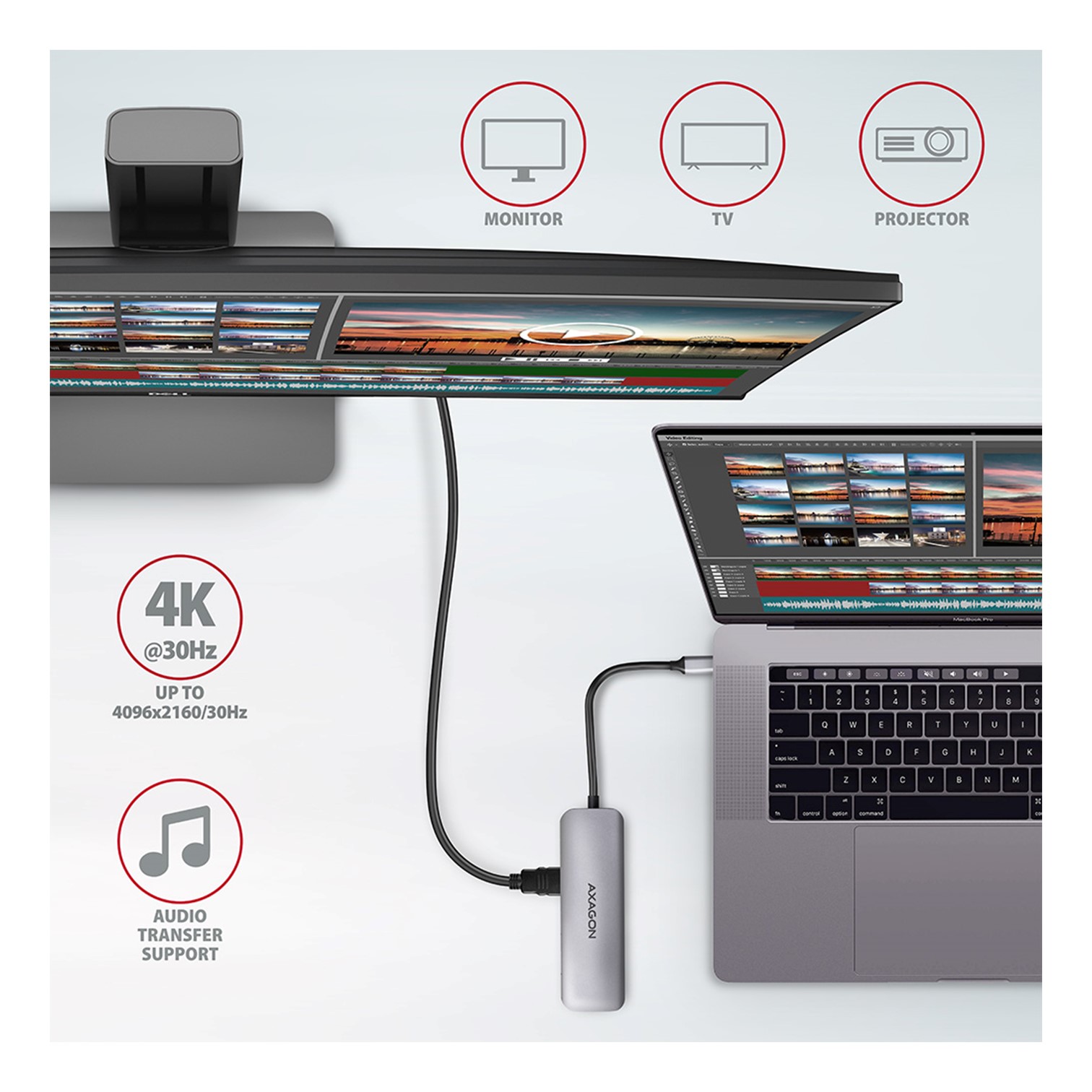USB HUB SS 2xUSB3.2 Gen 2,USB-C(1x60W), HDMI, HMC-5 ,AXA