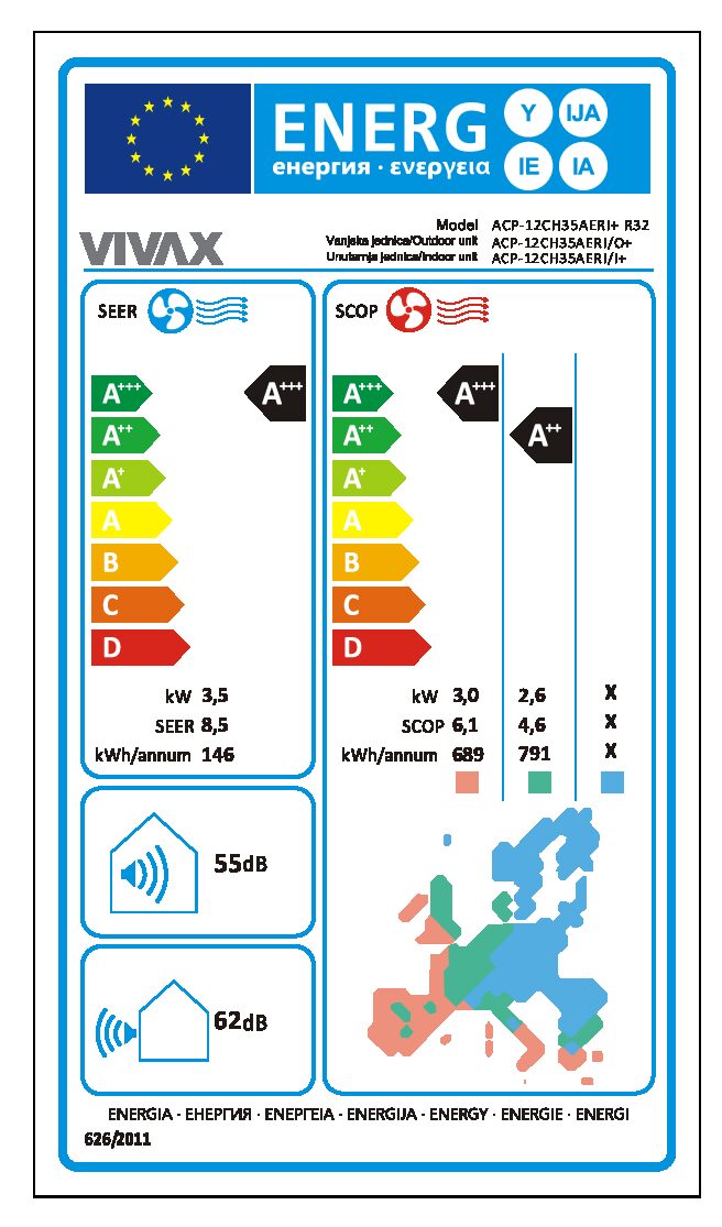 VIVAX COOL, klima uređaji, ACP-12CH35AERI+ R32