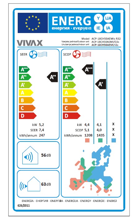 VIVAX COOL, klima uređaji, ACP-18CH50AEMIs R32