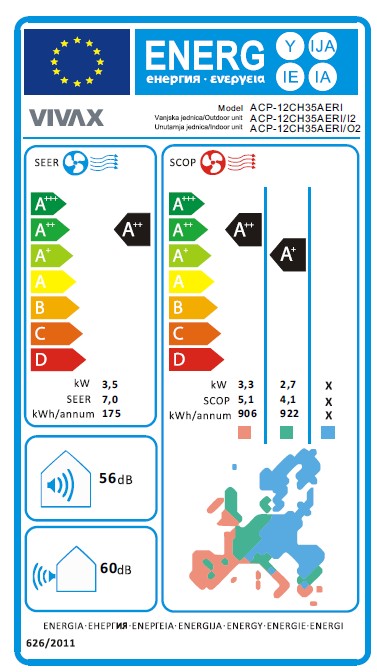 VIVAX COOL, klima uređaji, ACP-12CH35AERI+ R32 ZLATNA