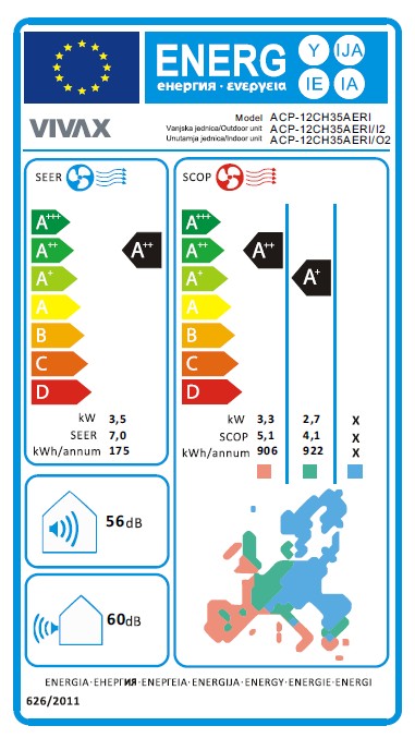 VIVAX COOL, klima uređaji, ACP-12CH35AERI+ R32 SIVA OGL.