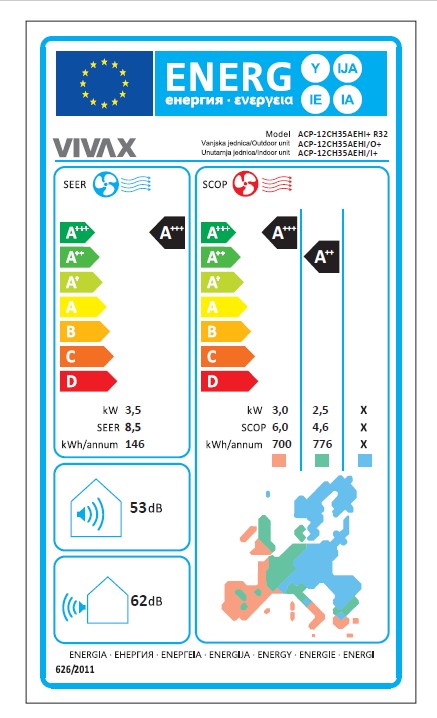 VIVAX COOL, klima uređaji, ACP-12CH35AEHI+ R32 SREBRNA