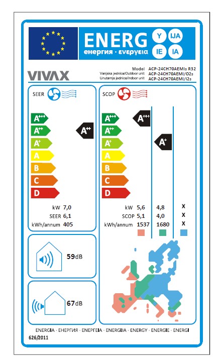 VIVAX COOL, klima uređaji, ACP-24CH70AEMIs R32
