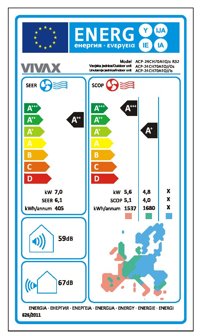 VIVAX COOL, klima uređaji, ACP-24CH70AEQIs R32