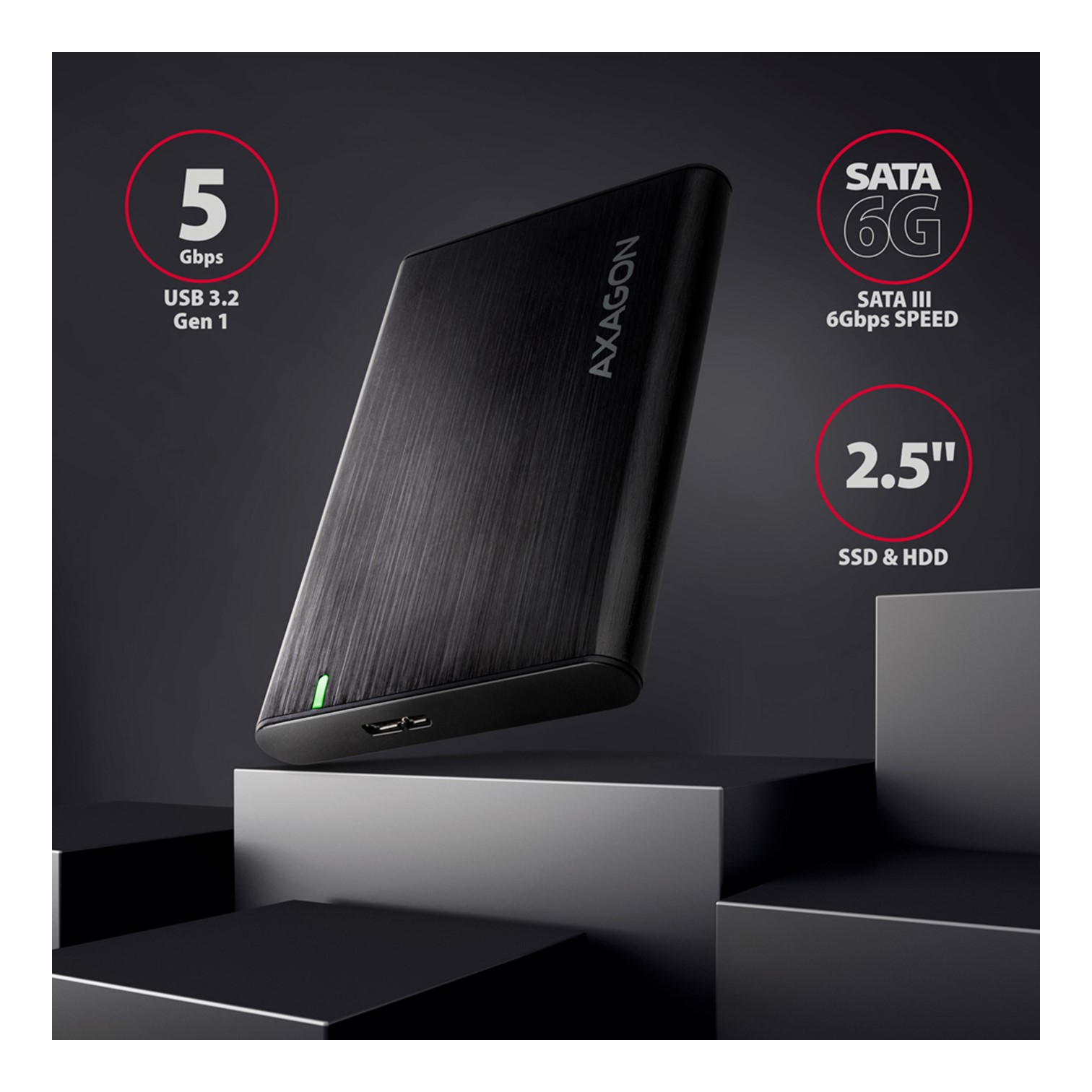 HDD DOD Ladica SATA 6G->USB-C 3.2Gen1, AXA, EE25-A6M
