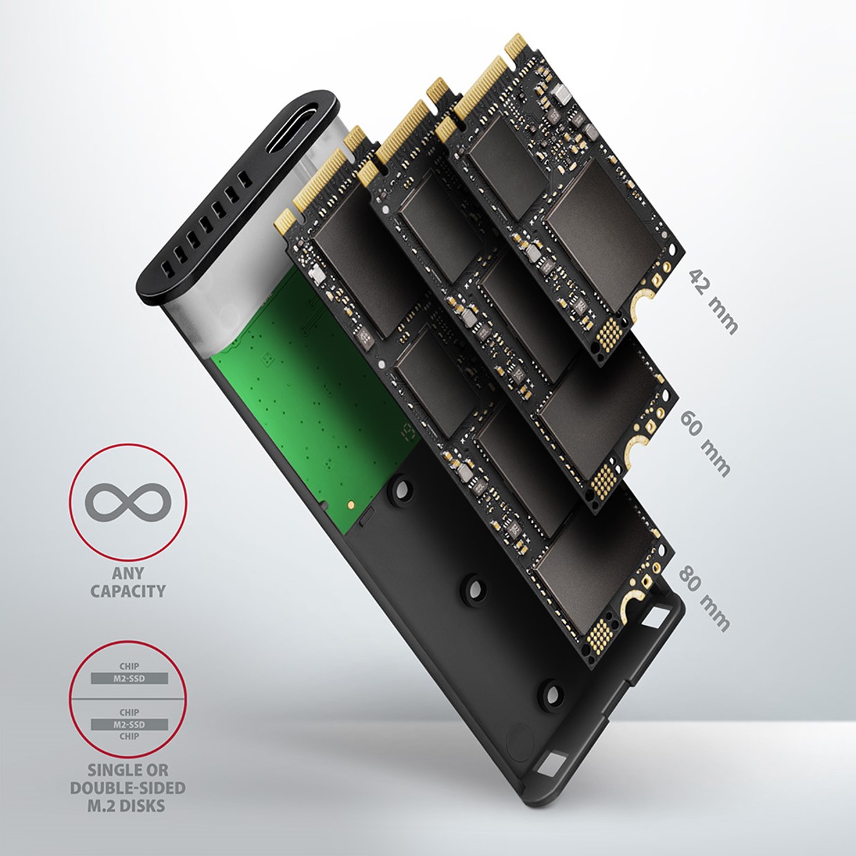 HDD Rack M.2 Sata->USB 3.2 Gen2, AXAGON, EEM2-SBC