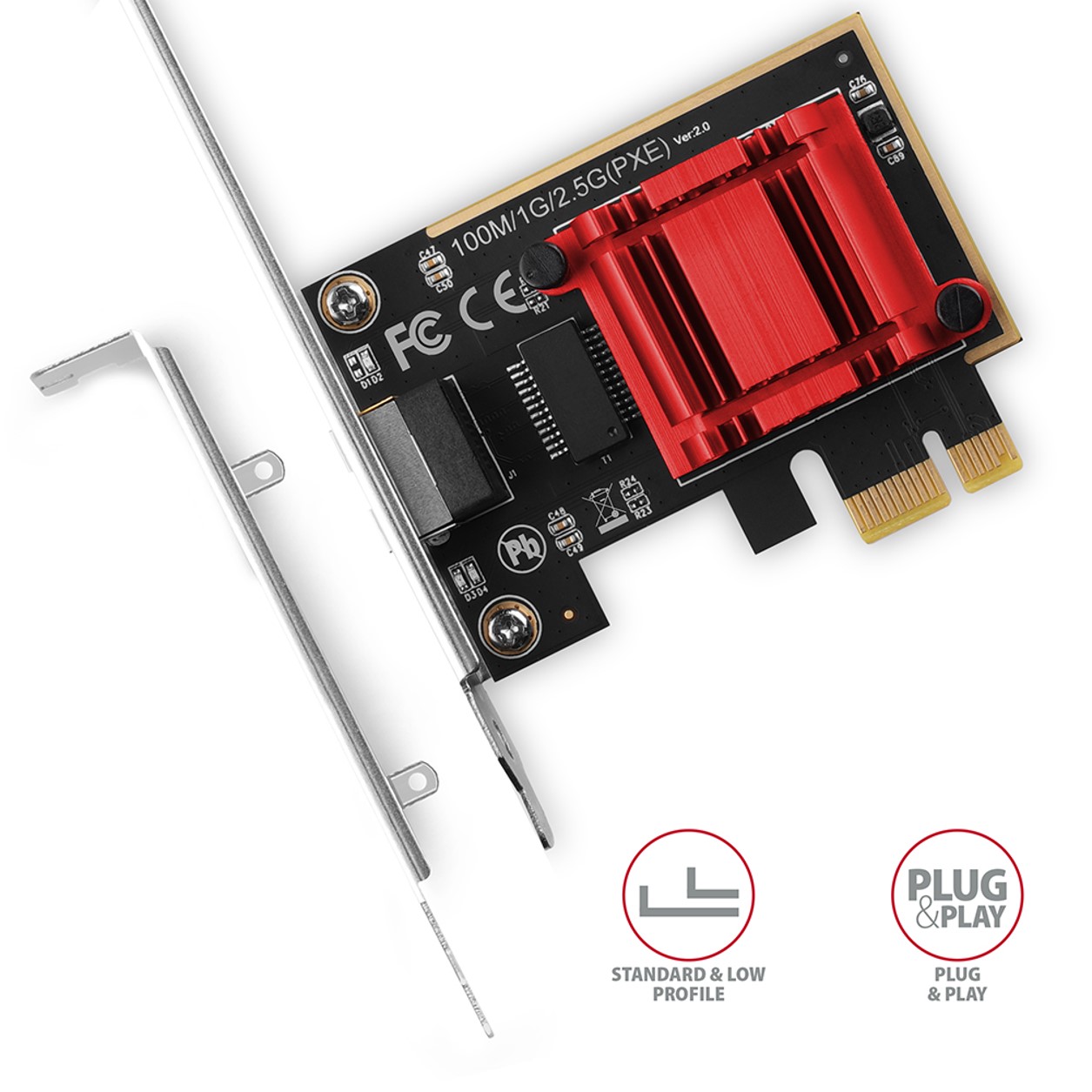 Kontroler PCIe 2,5 -> 2,5 Gigabit RJ45, PCEE-G25, AXA