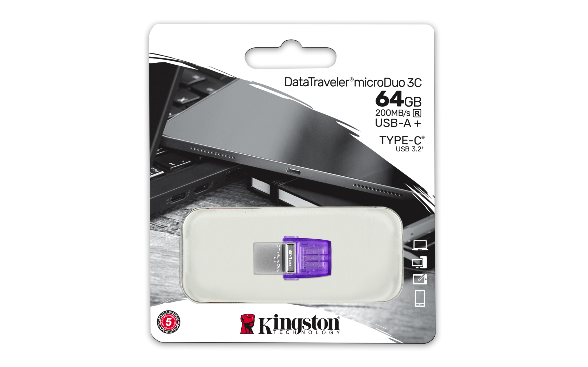 64GB DataTraveler MicroDuo 3C USB 3.2 flash DTDUO3CG3/64GB