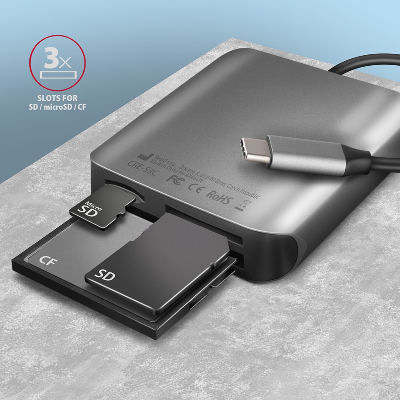 MEM CR USB 3.2 Gen 1 CRE-S3C USB-C UHS-II READER, AXA