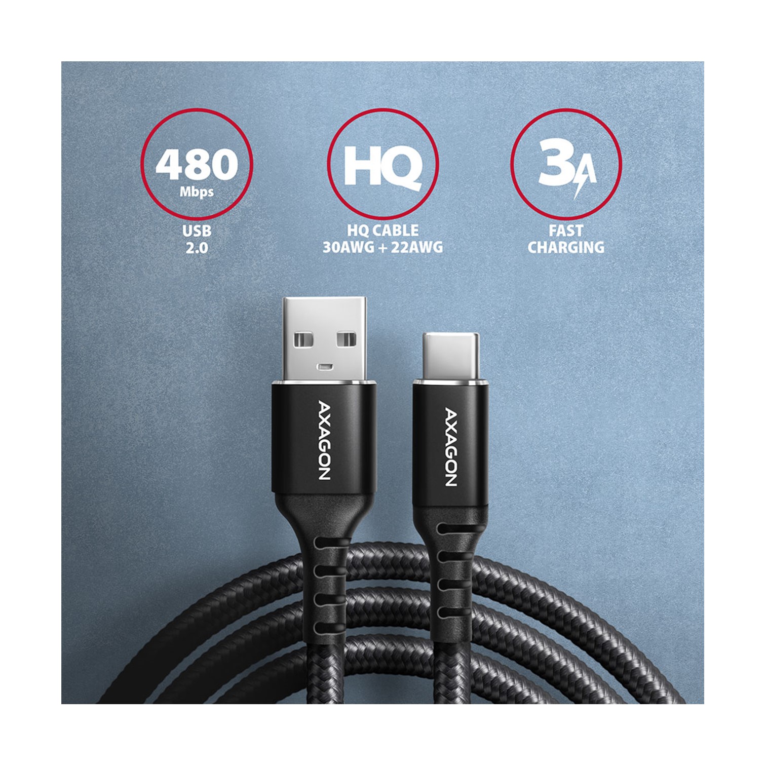 CC USB CM 2.0 <> USB AM, 2m, Crna, HQ, BUCM-AM20AB