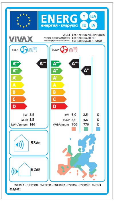 VIVAX COOL, klima uređaji, ACP-12CH35AEHI+ R32 SIVA OGLEDALO