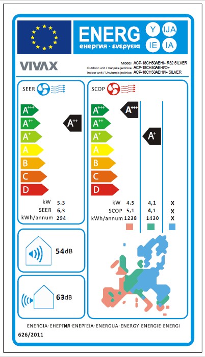 VIVAX COOL, klima uređaji, ACP-18CH50AEHI+ R32 SREBRNA