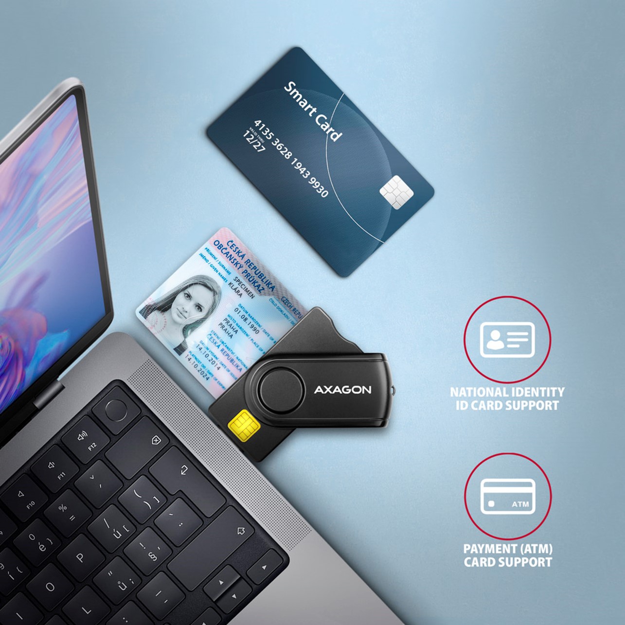 MEM CR USB 2.0 CRE-SMP2A Smart Card PocketReader, AXA