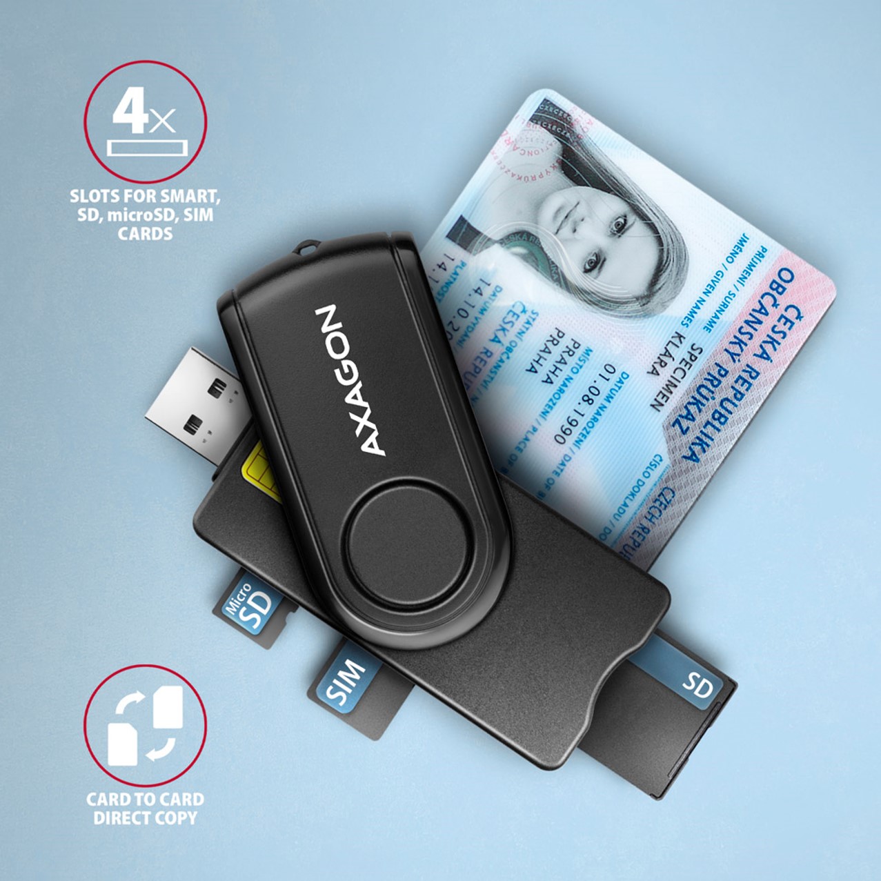 MEM CR USB 2.0 CRE-SMP2A Smart Card PocketReader, AXA