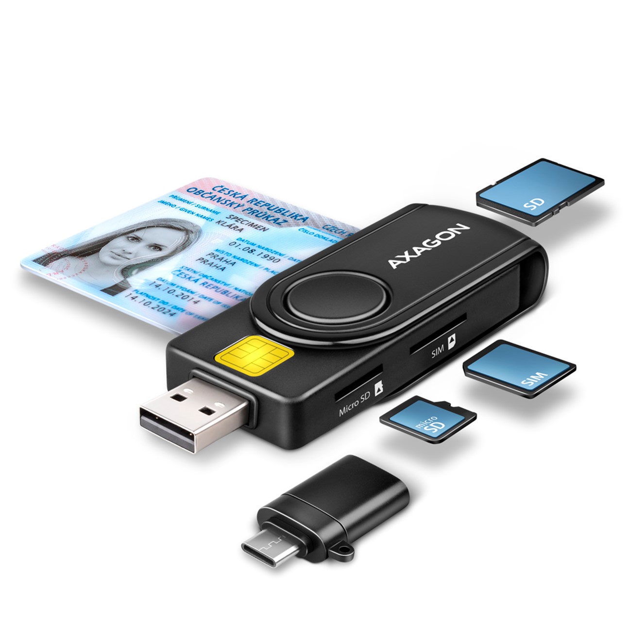 MEM CR USB 2.0 CRE-SMP2A Smart Card PocketReader, AXA