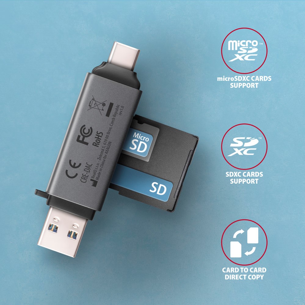 MEM CR USB 2.0 CRE-D4B, SD, microSD, MS, M2, Crna, AXA