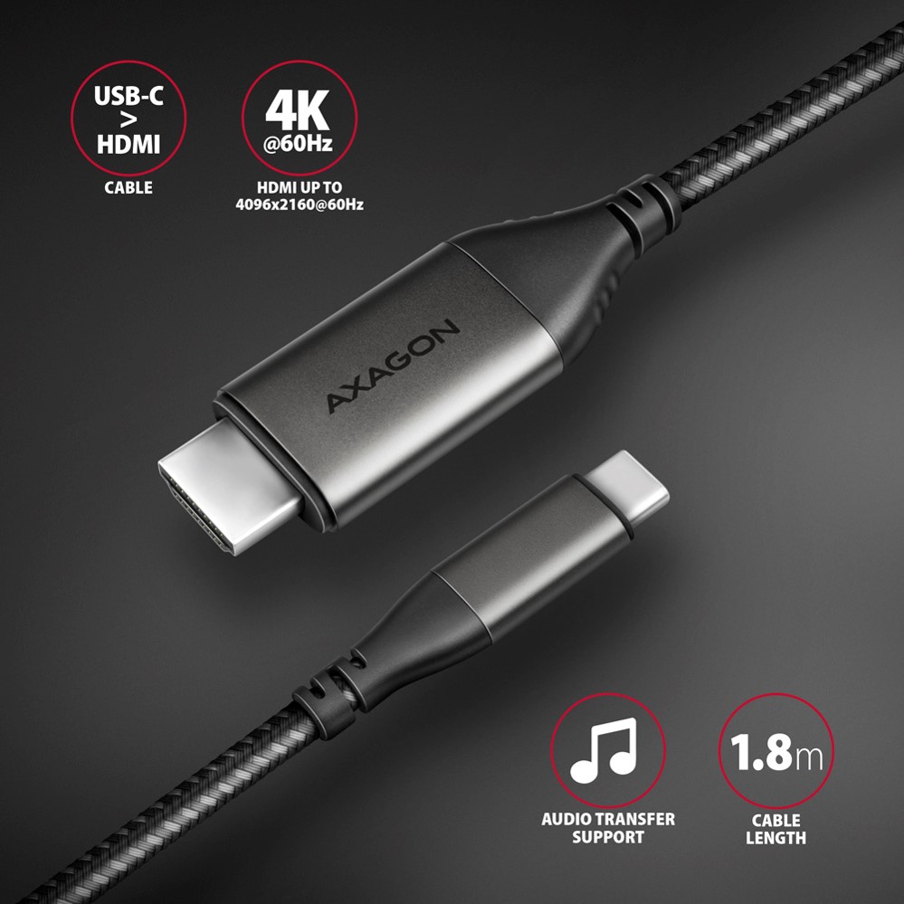 CC USB CM -> HDMI 2.0 cable 1.8m 4K/60Hz, AXA