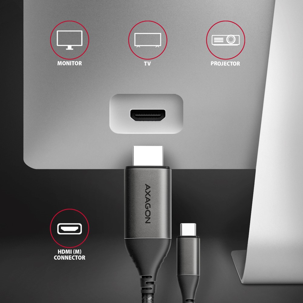 CC USB CM -> HDMI 2.0 cable 1.8m 4K/60Hz, AXA