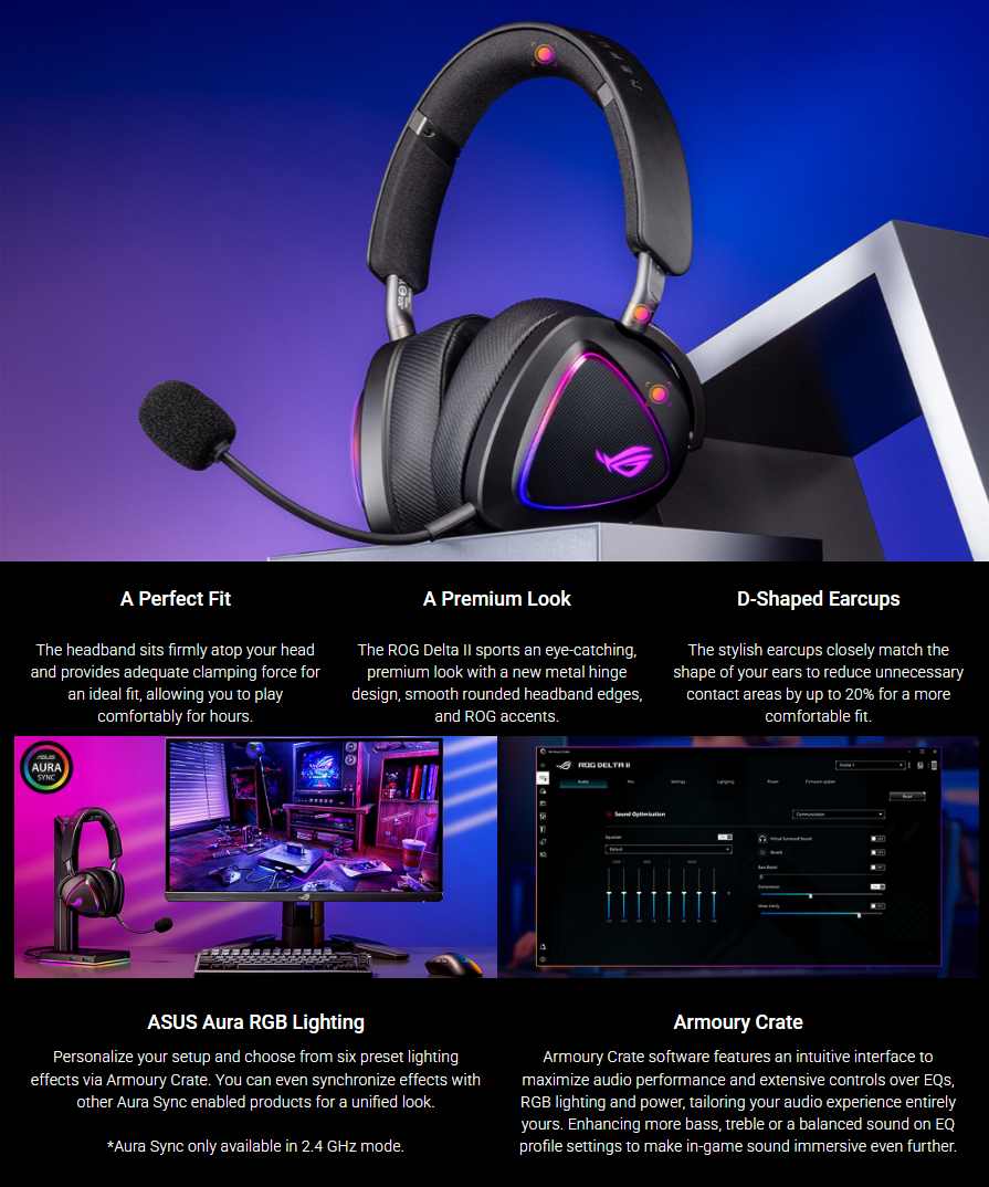 A701 ROG DELTA II Gaming bežične slušalice sa mikrofonom bele
