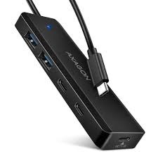 USB HUB 4 x USB 3.2 Gen1, USB-AM, 19cm, USB-C power IN, AXA